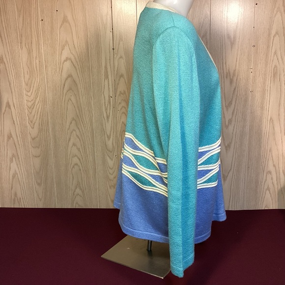 Vintage Sweater Set aqua and purple made by Miata Sport in USA womens size 16 - Picture 2 of 11